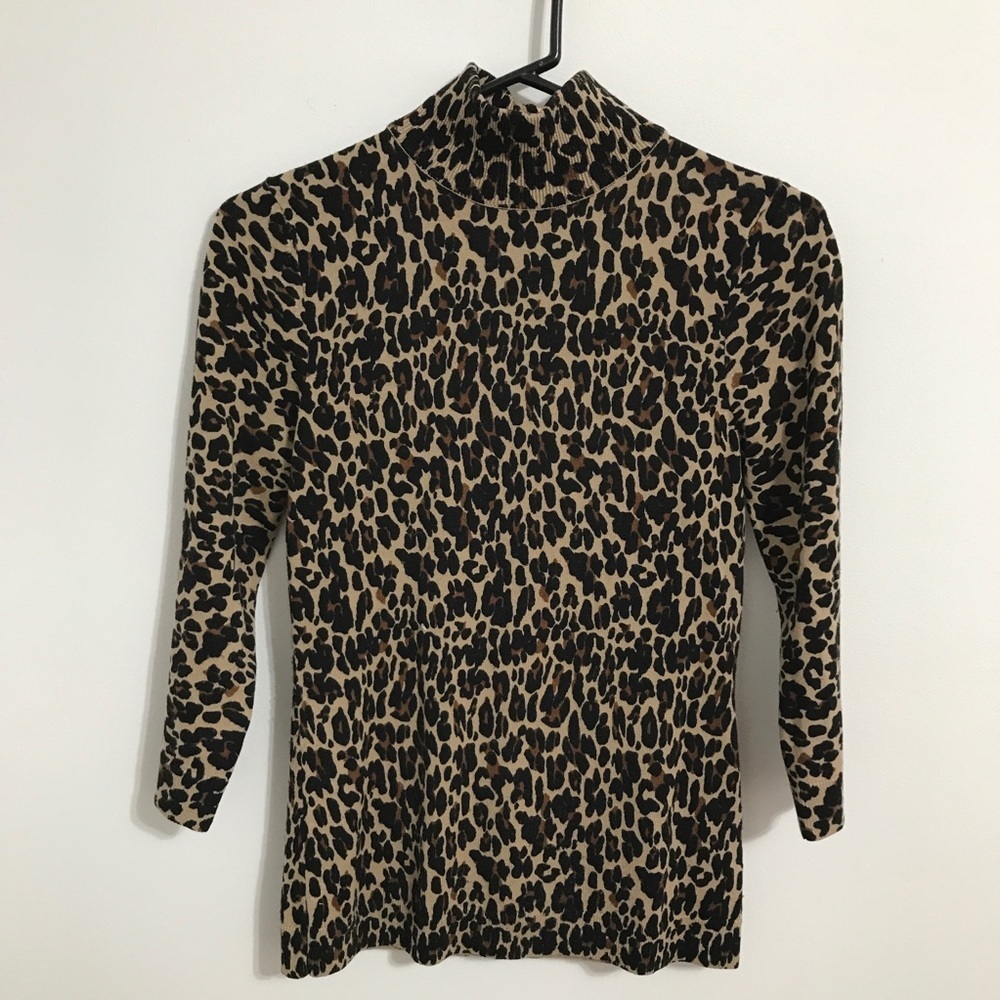 Tory Burch Animal Print Mock-neck Sweater